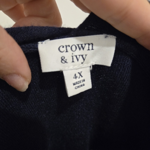 Crown & Ivy Navy and Tan Open Front Poncho, 4x - Picture 7 of 8